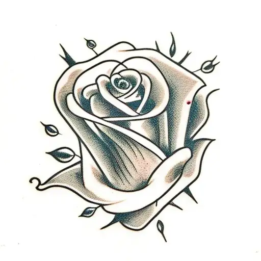 black roses sharp thorns blood dripping  tattoo design idea