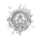 A software code snippet integrated into a beach sunset design tattoo design idea