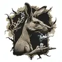 kangaroo smoking in a crack den tattoo design idea