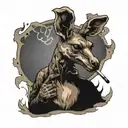 kangaroo smoking in a crack den tattoo design idea