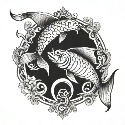 Pisces and aries sign tattoo design idea