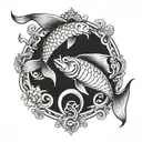 Pisces and aries sign tattoo design idea