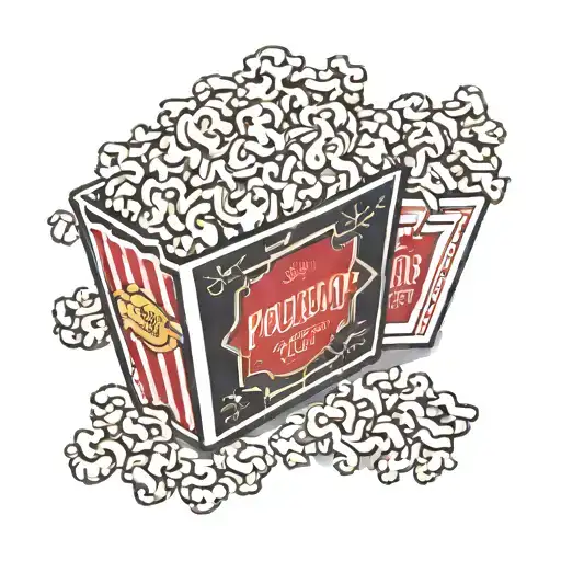 classic red and white popcorn box with kernels popping out  tattoo design idea