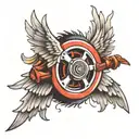 motor wheel with wings  tattoo design idea