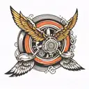 motor wheel with wings  tattoo design idea