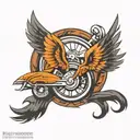 motor wheel with wings  tattoo design idea