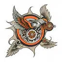 motor wheel with wings  tattoo design idea