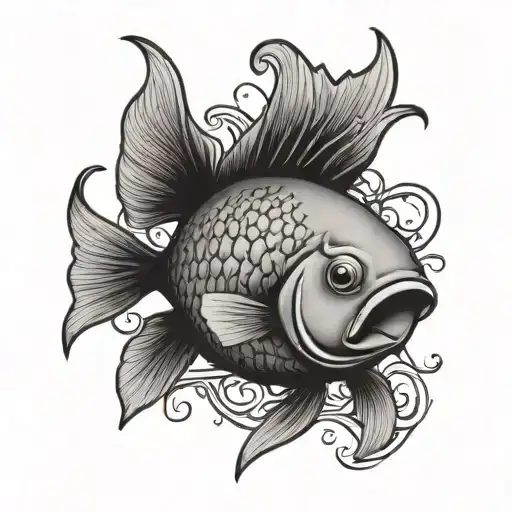 fish with big tail tattoo design idea