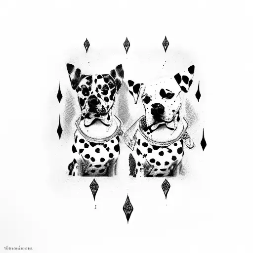 2 Dalmatians sitting on a throne tattoo design idea
