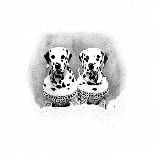2 Dalmatians laying on a throne tattoo design idea