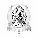 2 Dalmatians laying on a throne tattoo design idea