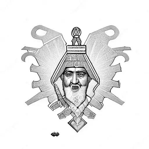 Achaemenid Iranian symbol and Cyrus charter and Achaemenid Iranian soldiers and map of Iran for hand seal  tattoo design idea