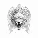 Merging lion wolf eagle  tattoo design idea