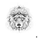 Merging lion wolf eagle  tattoo design idea