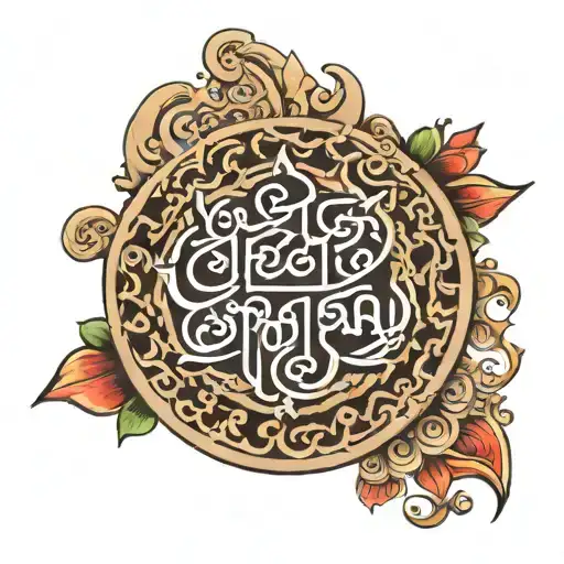 sanskrit shloka with artwork tattoo design idea