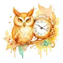 witchy owl 11:11 clock tattoo design idea