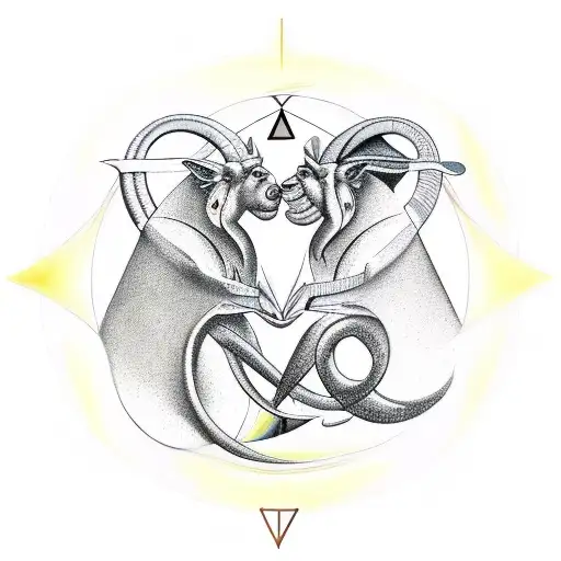 trinity with gemini, capricorn, aries tattoo design idea