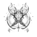 trinity with gemini, capricorn, aries tattoo design idea