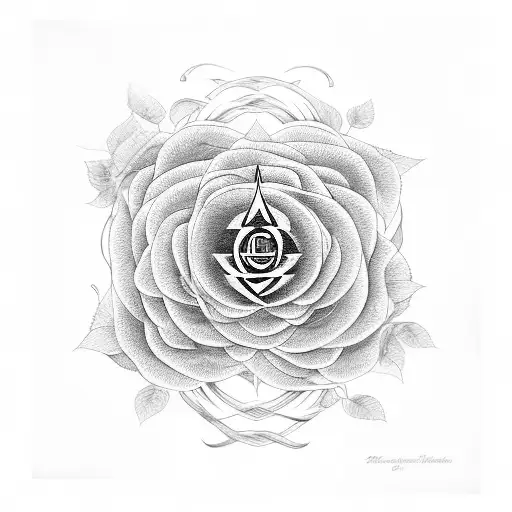 chakras in a line intwind in rose vines tattoo design idea