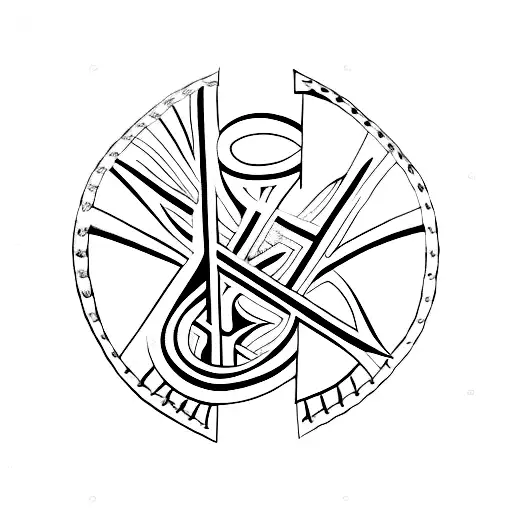 Christian Cross with two banners in one of which is the roman number for 712 and in the other the word fraternitas  tattoo design idea