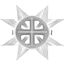Christian Cross with two banners in one of which is the roman number for 712 and in the other the word fraternitas  tattoo design idea