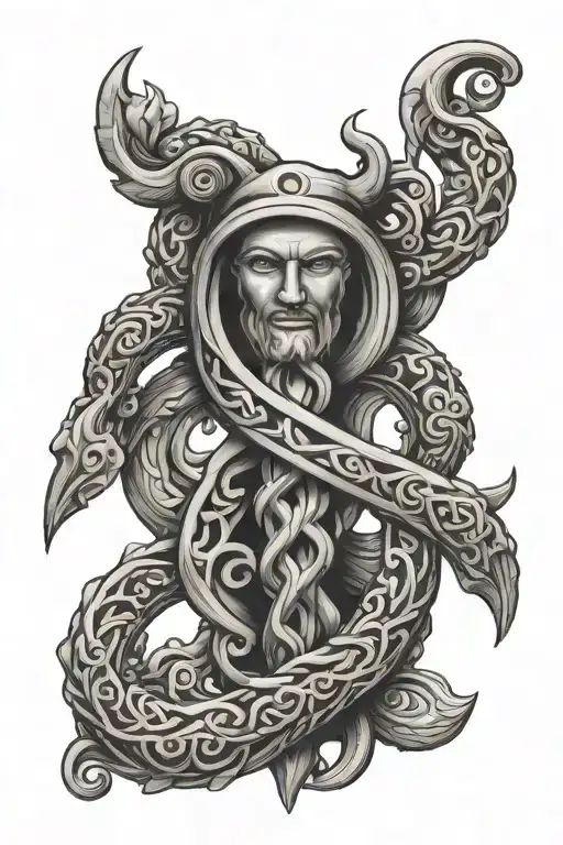 staff of asclepius symbol tattoo design idea