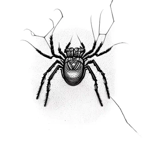 a lonely spider weaving her web thats on fire tattoo design idea