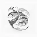 2 whale tail waves tattoo design idea