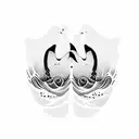 2 whale tail waves tattoo design idea