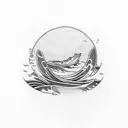 2 whale tail waves tattoo design idea