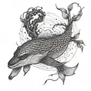 swams swimming with willow branch hanging   tattoo design idea