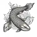 swams swimming with willow branch hanging   tattoo design idea