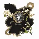 japanese oracle, souls evolution , yin and yang ,almond three tattoo design idea