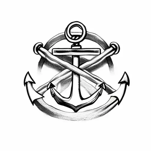 Anchor with rosary bead chain tattoo design idea