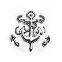navy anchor with rosary beads tattoo design idea