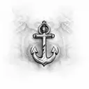 navy anchor with rosary beads tattoo design idea