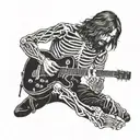 Dave grohl skeleton playing guitar tattoo design idea