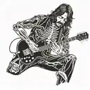Dave grohl skeleton playing guitar tattoo design idea