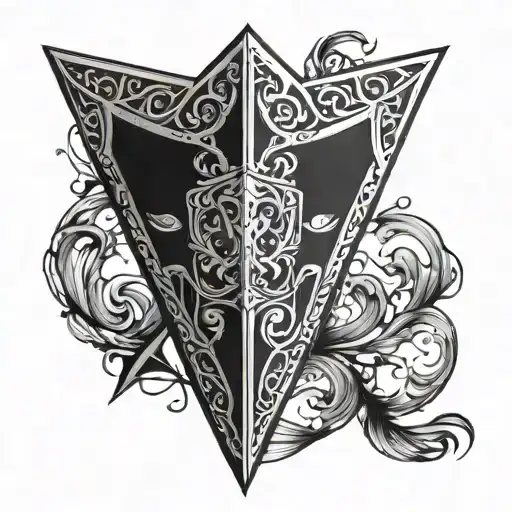 kite shield staring into the distance looking tattoo design idea