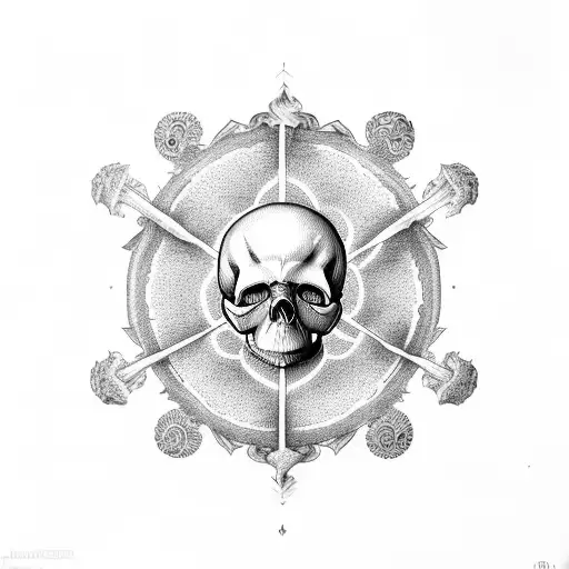 skull with its mouth wide open which contains a yin Yang with eye in the middle tattoo design idea