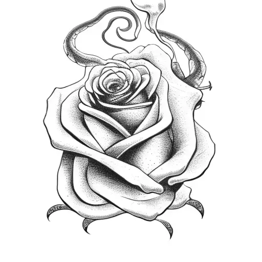 black roses with snake of life and grim reaper  tattoo design idea