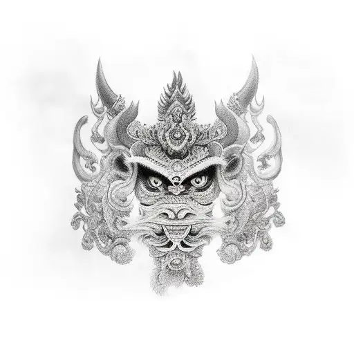 Balinese Barong & Rangda full sleeve tattoo design idea