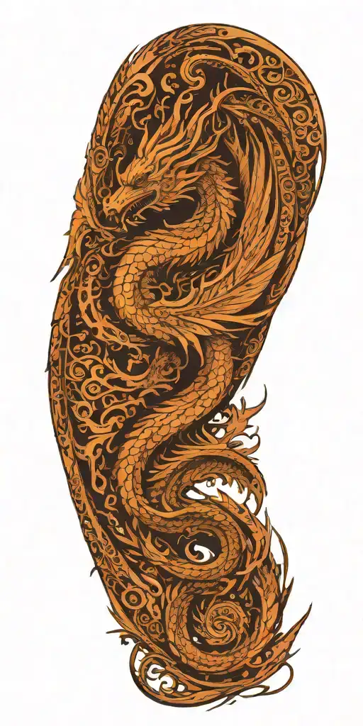 dragon with phoenix wings spikey tattoo design idea