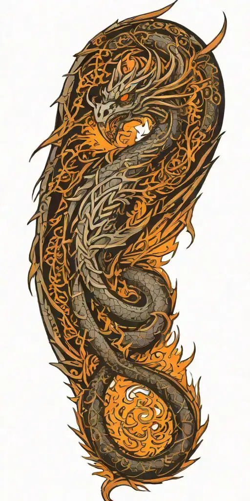 dragon with phoenix wings spikey tattoo design idea