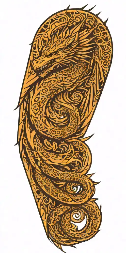 dragon with phoenix wings spikey tattoo design idea