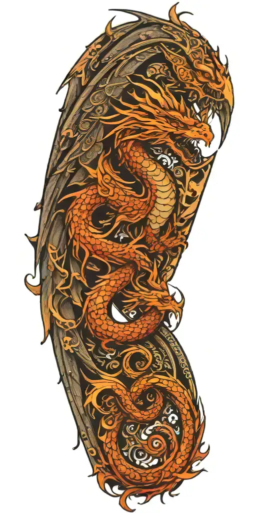 dragon with phoenix wings spikey tattoo design idea