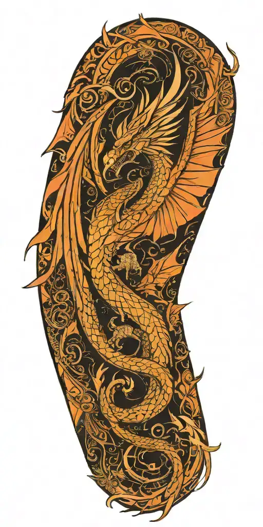 dragon with phoenix wings tattoo design idea