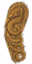 dragon with phoenix wings spikey tattoo design idea