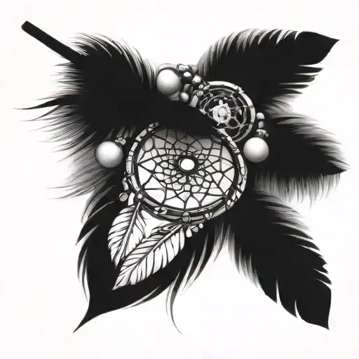 native american wrist tattoo beads with feather and dreamcatcher tattoo design idea