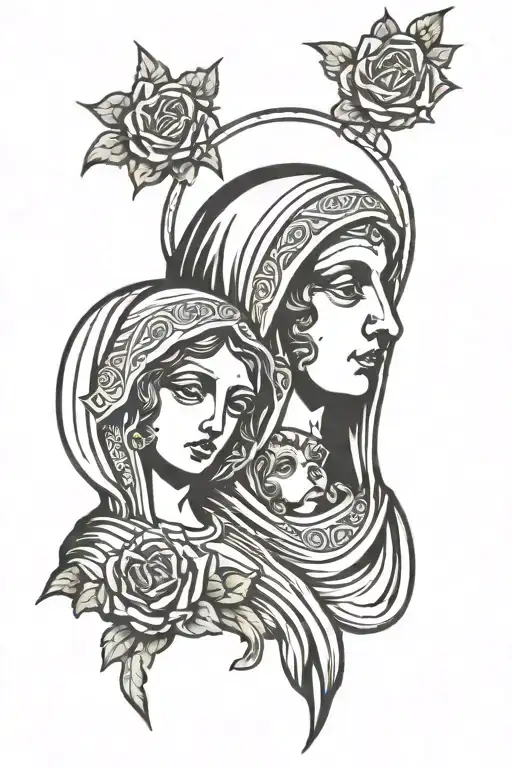 Virgin Mary and Sam Judas Tadeo tattoo design idea